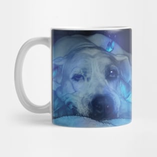 Dog and Blue Glowing Butterflies Mug